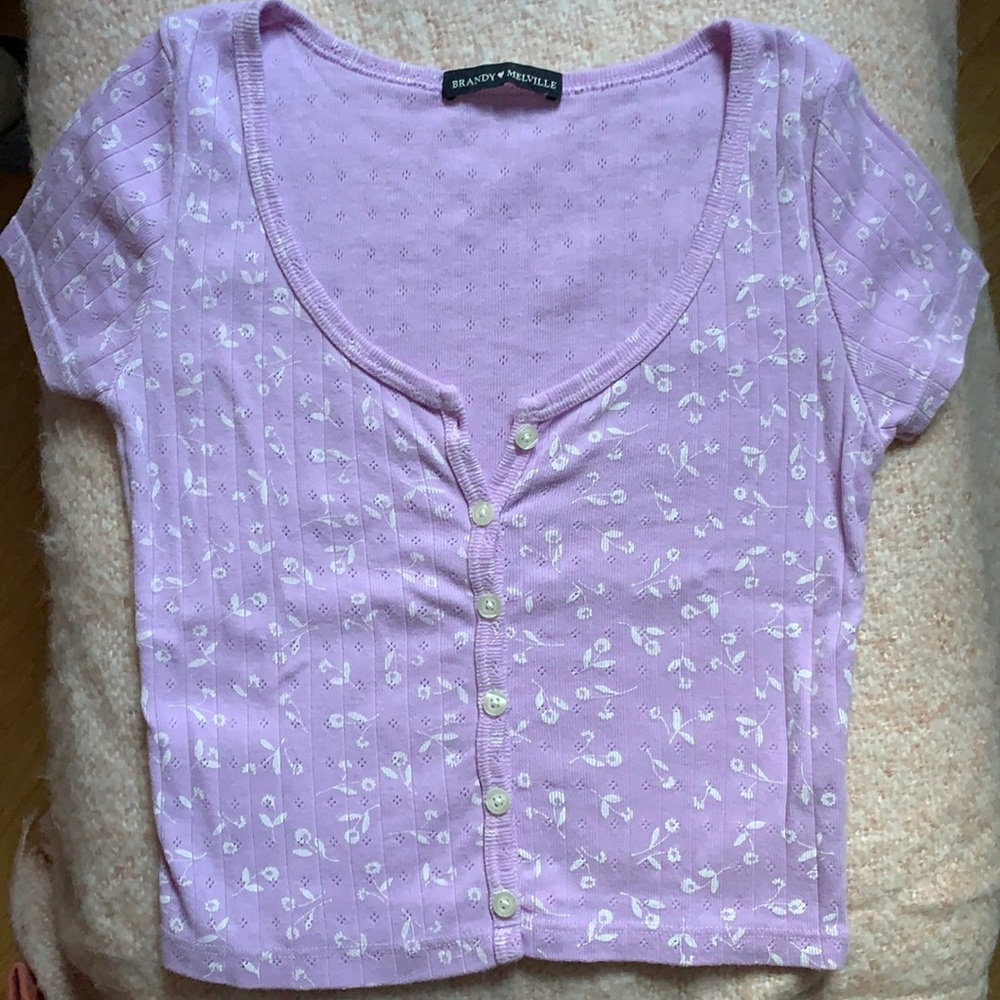 Brandy Melville Zelly Eyelet Button Up Top